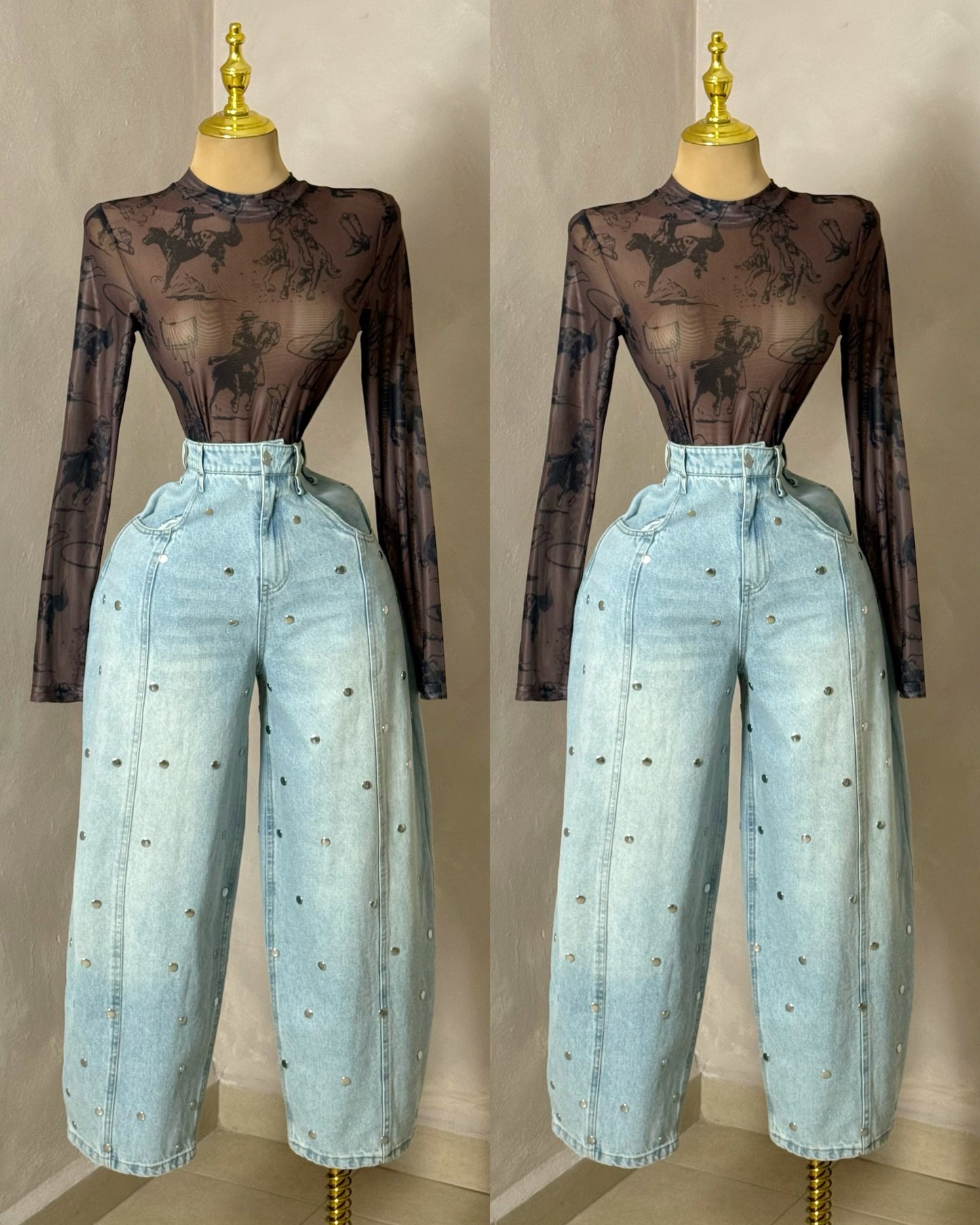 BLUSA MESH CABALLOS
