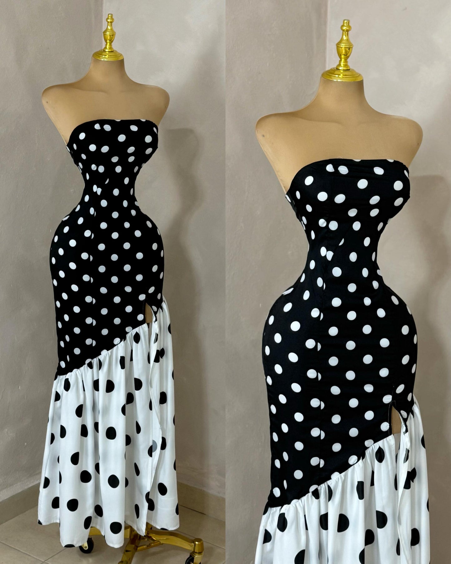 VESTIDO POLKA B/N